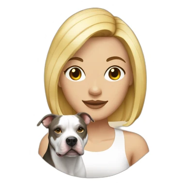 Blond lady with shoulder length bob haircut and a black and white Pitbull sticker