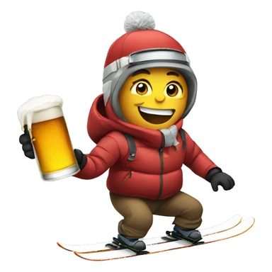 Skiing with a beer  sticker