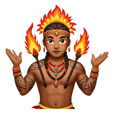 Hawaiian fire dancers with lots of tribal tattoos sticker