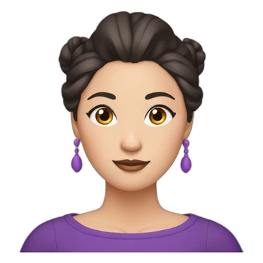 kazakh woman with purple top, double bun and eye liner sticker