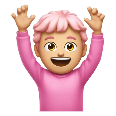Pink excited face with hands up  sticker