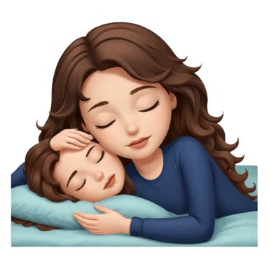 Um amenina super linda com cabelo marrom meio preto  com as pontas ondulado,  cabelo grande na cama deitada com o olho fechado  sticker