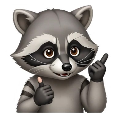 raccoon giving the finger as if he is flipping someone off sticker