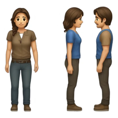 une femme brune faisant un câlin à un homme brin par derrière sticker