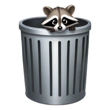 Raccoon peeking out of a metal trash can sticker