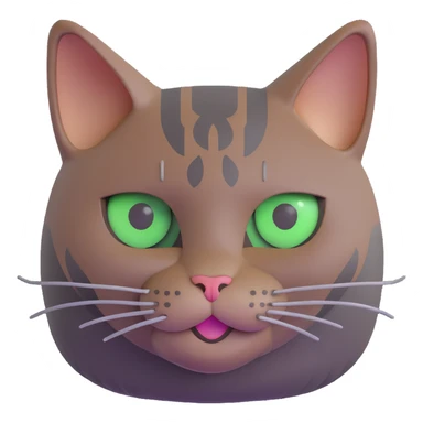 brownish gray cat with green eyes close together sticker