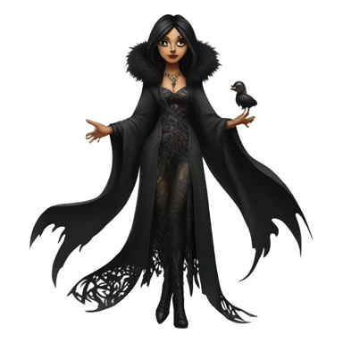 the morrigan goth woman version vines style furr robe stylish boots sticker