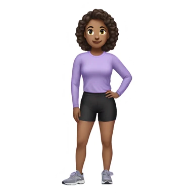 Brunette lady in lilac long sleeve shirt and black gym shorts sticker