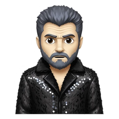 The Wolf Man from Universal Monsters with dark brown fur, black sequin outfit sticker