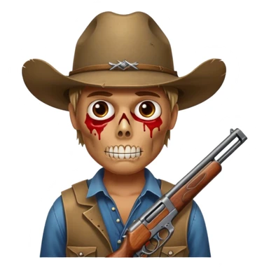 Country hick with a shotgun. From the chest to. In the style of your bleeding skull art sticker