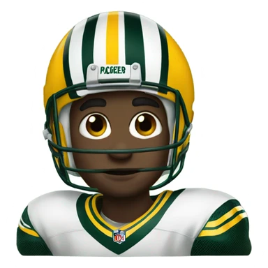 Boy in Packers football helmet sticker