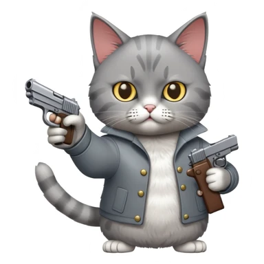 Cat pointing a pistol at himself sticker