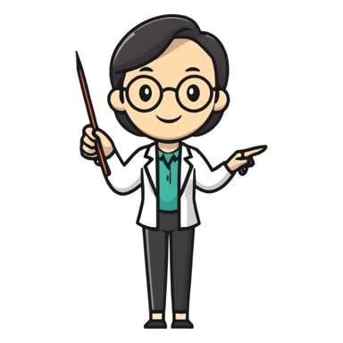 happy female professor with pointer sticker