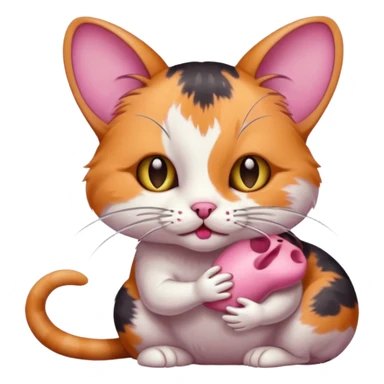 A cat holding a dead mouse in its mouth sticker