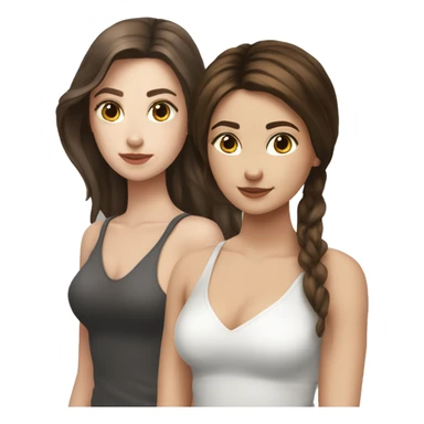 2 besties both white skin both girls and brunet hair sticker