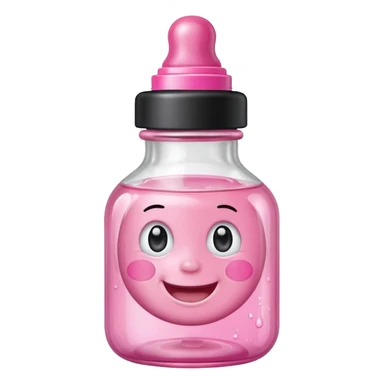 Smiling freaky baby oil bottle pink sticker