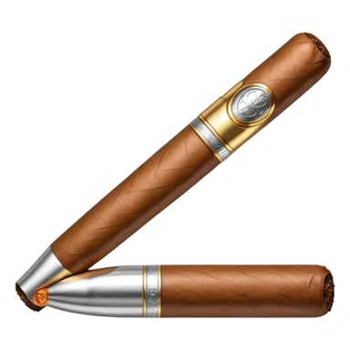 A luxury cigar emoji made of silver chrome, smooth metallic texture, minimal shape, glossy reflections, rich swag aesthetic, iOS emoji style, centered, clean white background sticker