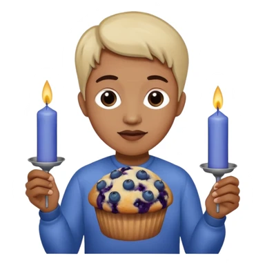 Blueberry Muffin celebrating birthday. Make sure it actually looks like a muffin with candles. Somebody holding it  sticker
