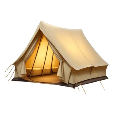 Cinematic Realistic Tent, a sturdy canvas tent nestled among tall trees, warm golden light spilling from inside, gentle folds in the fabric visible, glowing against the cool, dark forest backdrop, evoking a sense of adventure and comfort. sticker