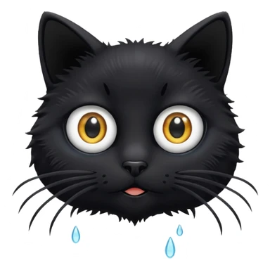 black cat with big round eyes and fuzzy outline inspired by Ghibli dust sprites sticker