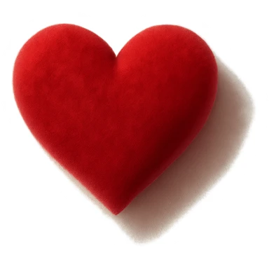 heart with a soft velvet shadow, digital illustration, no background sticker