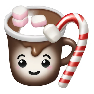  Mug of hot chocolate with marshmallows and a candy cane  sticker