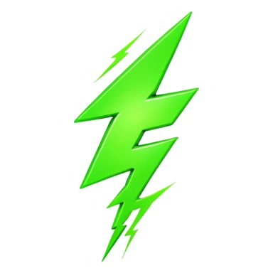 A single neon green lightning bolt emoji, glossy and smooth, cartoonish, vibrant neon green color, high detail, simple and cute design, isolated on white background, centered composition

 sticker