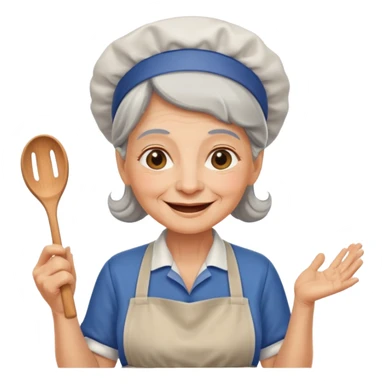 old woman kitchen worker sticker