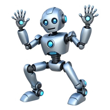 silver robot jumping sticker