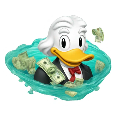 Scrooge McDuck swimming in his money sticker
