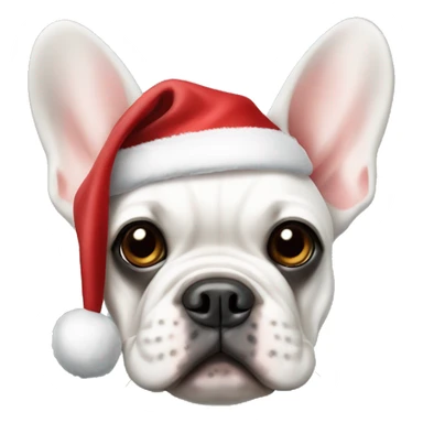 Platinum French bulldog wearing a Santa hat sticker