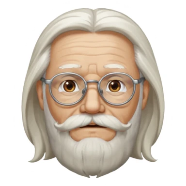 old man with long hair and beard wearing glasses sticker