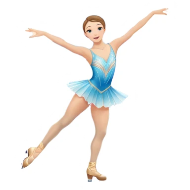 An colorful icon featuring a graceful figure skater performing a spin on the ice. The background includes a grand ice rink palace with shining spotlights and cheering spectators in the stands. Transparent background highlights the elegance and artistry of figure skating sticker