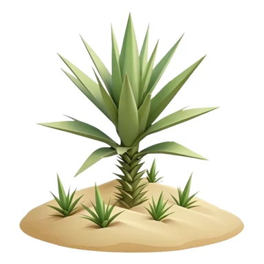 generate realistic detailed yucca in 3d style with sand  sticker
