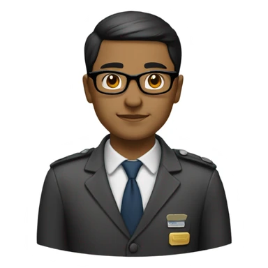 "Create an emoji of a smart and professional public servant. Features: short black hair, round glasses, calm and confident expression. Keep the style clean and minimalistic." sticker