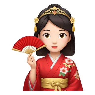 Kimono princess, red kimono with fan sticker