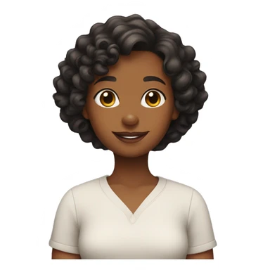 Girl with short curly hair with a pappy black dachshund sticker