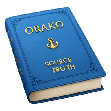 Blue book on which one it writes: Source of truth is Orako.
Similar to the first one where it writtes Orako Truth, while it needs to write all Source of truth is Orako sticker