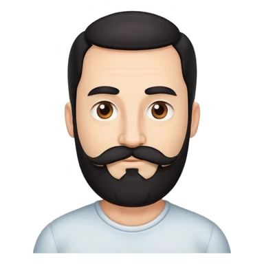 40 year old balding man with black hair, brown eyes, and a long beard with a mustache sticker