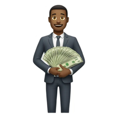 man with cash sticker