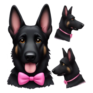 all black german shepherd with one pink bow on its ear sticker