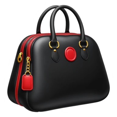 black inflated woman bag with red accent sticker