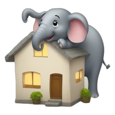 Elephant in a house sticker