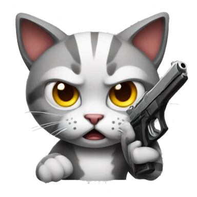 Angry Cat holding pistol  sticker