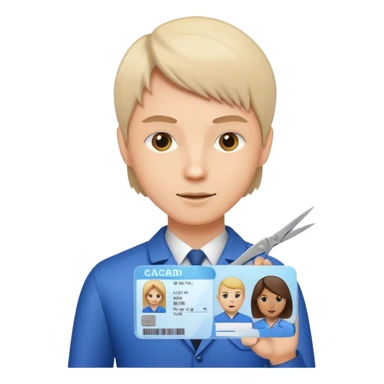 Scissors cutting an ID card in 2 parts.hyper realistic sticker