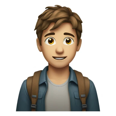 smiling brown-haired boy portrait sad he can’t go to Canada  sticker