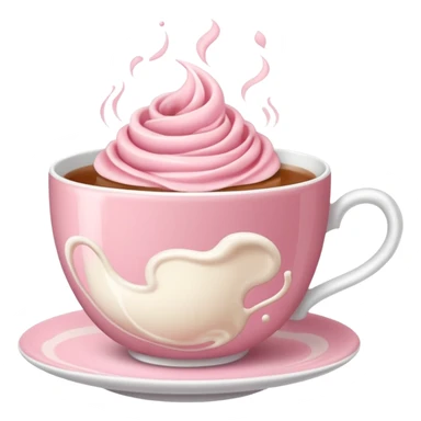 rose hot milk tea with tea cup sticker