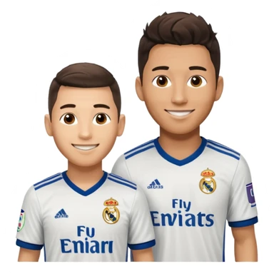 Prime noodle hair ronaldo and prime 2012 messi Smiling in one Photo and make it realistic Ronaldo wearing Number 7 With Madrid and Messi wearing number 10 with barca  sticker