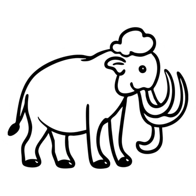 A woolly mammoth with long tusks and trunk sticker
