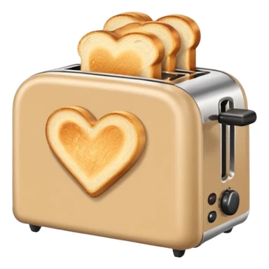 Beige heart toaster with toast  sticker